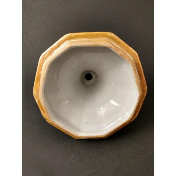 Vintage Lusterware Covered Candy Dish Peach Blue Gold Ceramic Porcelain Painted - Picture 7 of 10